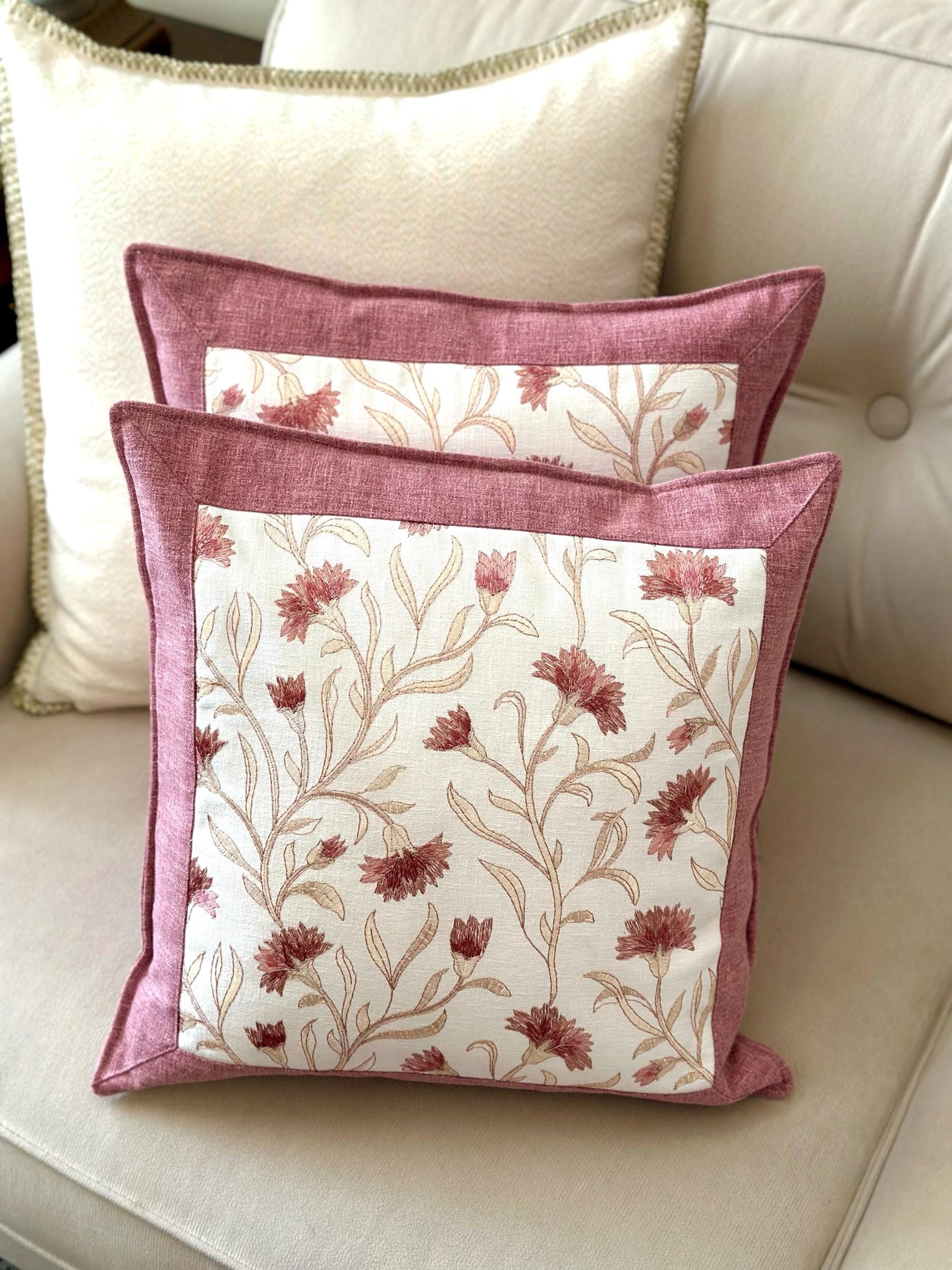 Hand Embroidered Pillow Cover | 16x16 Floral Cushion Case | Boho Home Decor | Unique Housewarming Gift