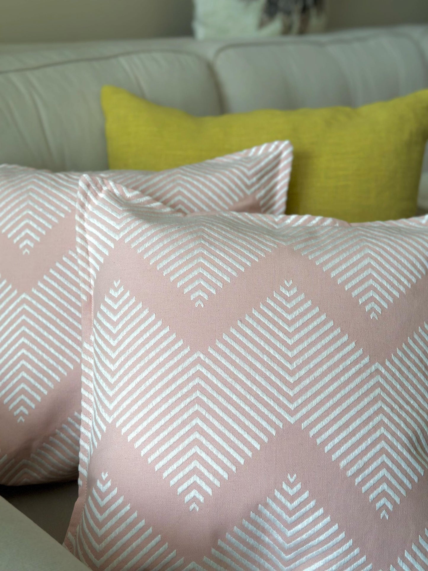 Set of Two Soft Textured Blush Pink Geometric Cushion Covers, Decorative Throw Pillows, Minimalist Home Decor, Bedroom Living Room Pillow
