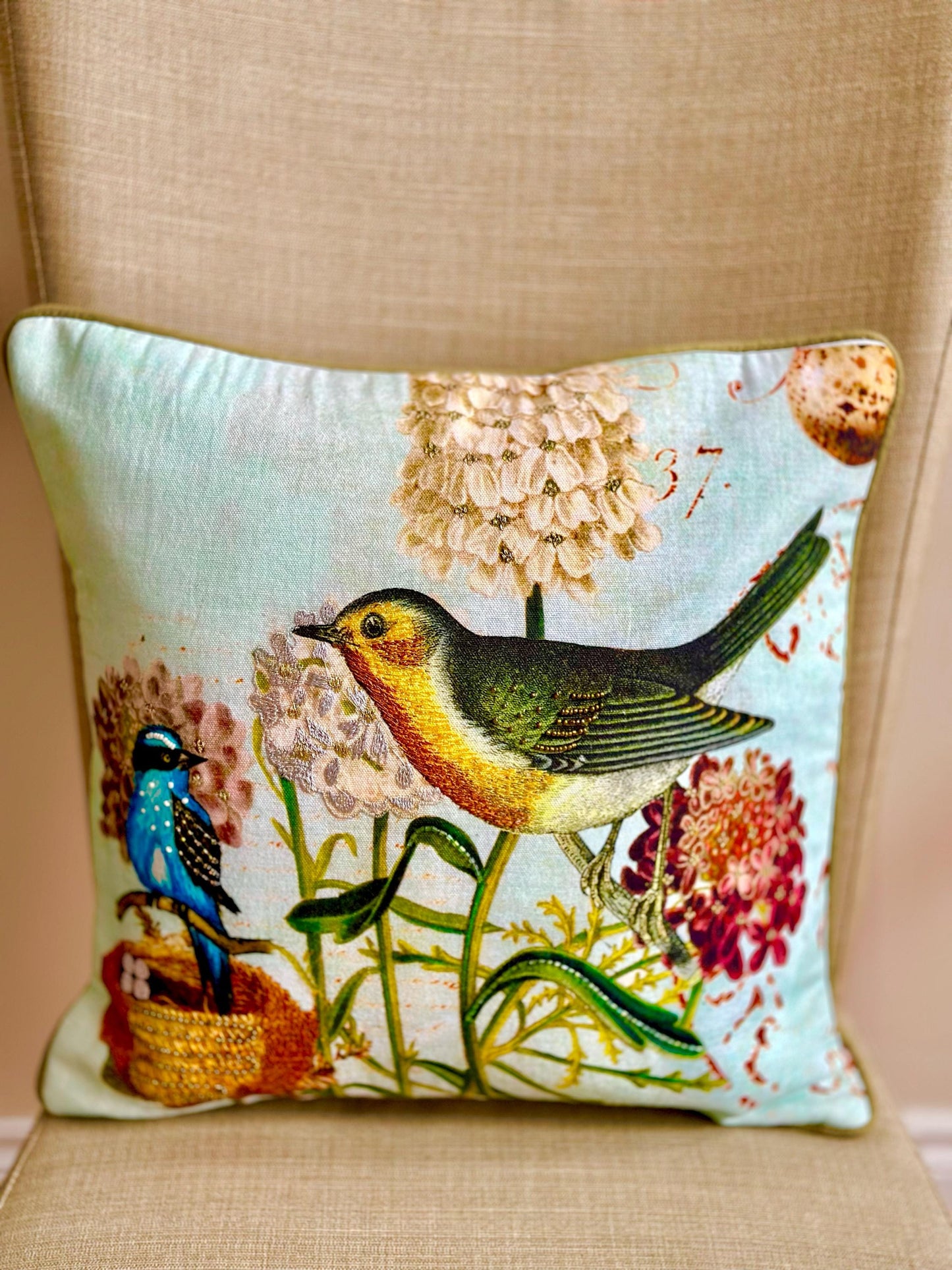 Decorative Floral Tapestry Pillow Cover, Hand Embroidered Decorative Cushion, Living Room Decor, Artistic Home Accent, Housewarming Gift