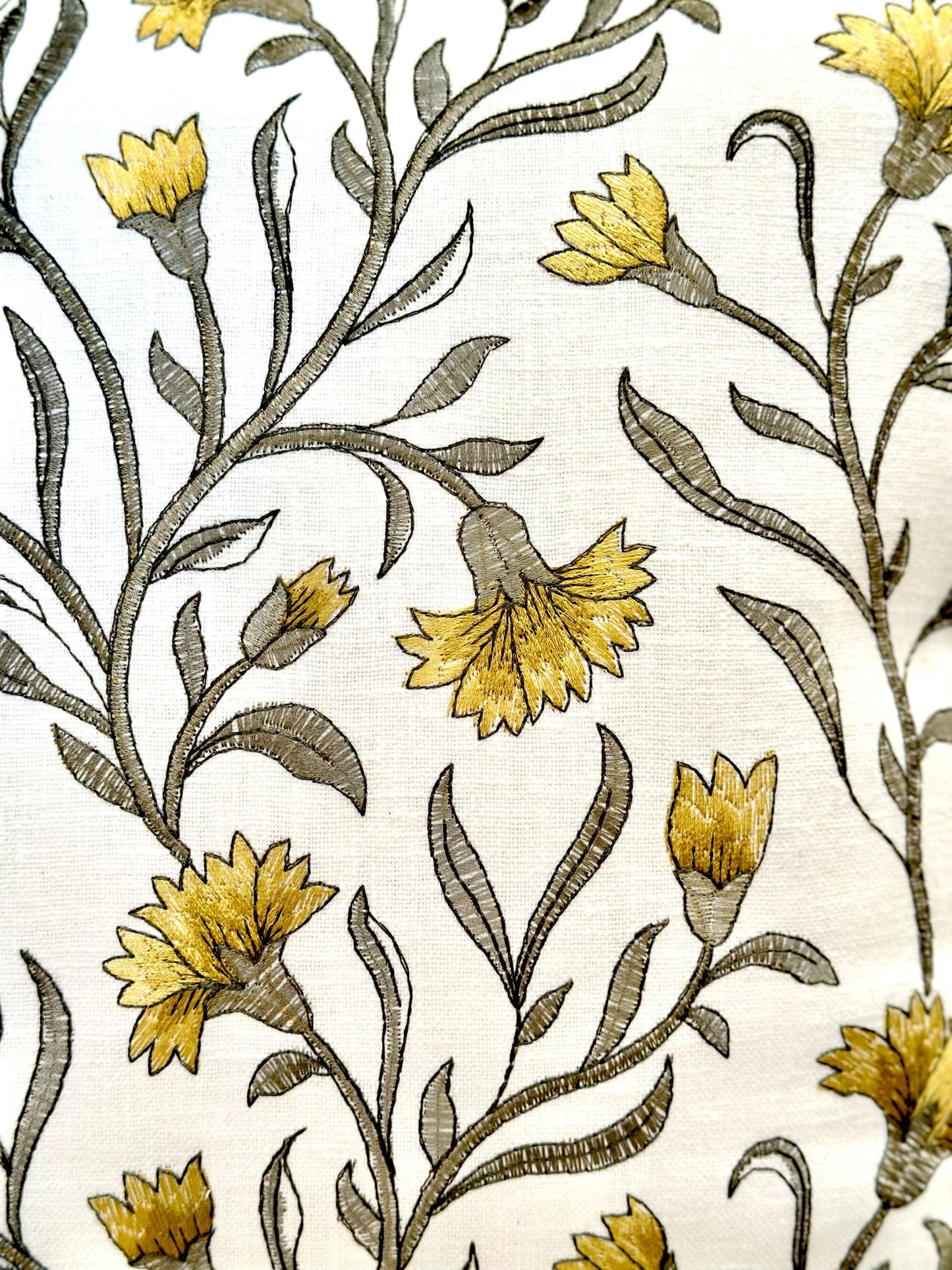 Floral Embroidery Cushion Cover, Decorative Sofa Pillow, Indian Embroidered Throw Pillow, Elegant Living Room Decor, Luxury Cushion Covers