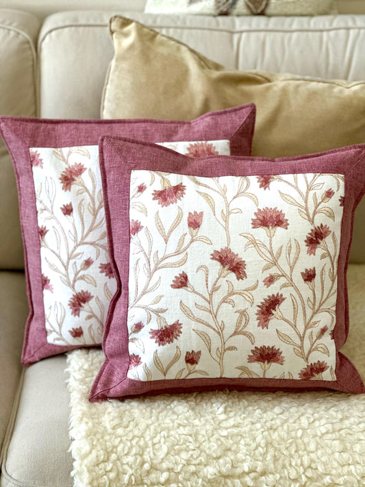 Hand Embroidered Pillow Cover | 16x16 Floral Cushion Case | Boho Home Decor | Unique Housewarming Gift