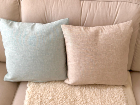 Set of TWO Plain Neutral Outdoor Garden Cushion Covers, Decorative Minimalist Pillow Cases, Cotton Cushion Covers with Zipper