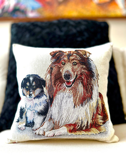 Decorative Dog Pillow Cover, 16"x16" Cotton Cushion, Pet Owner Gift, Dog Lover Home Decor, Dog-Themed Sofa Throw Pillow, Unique Gift Idea