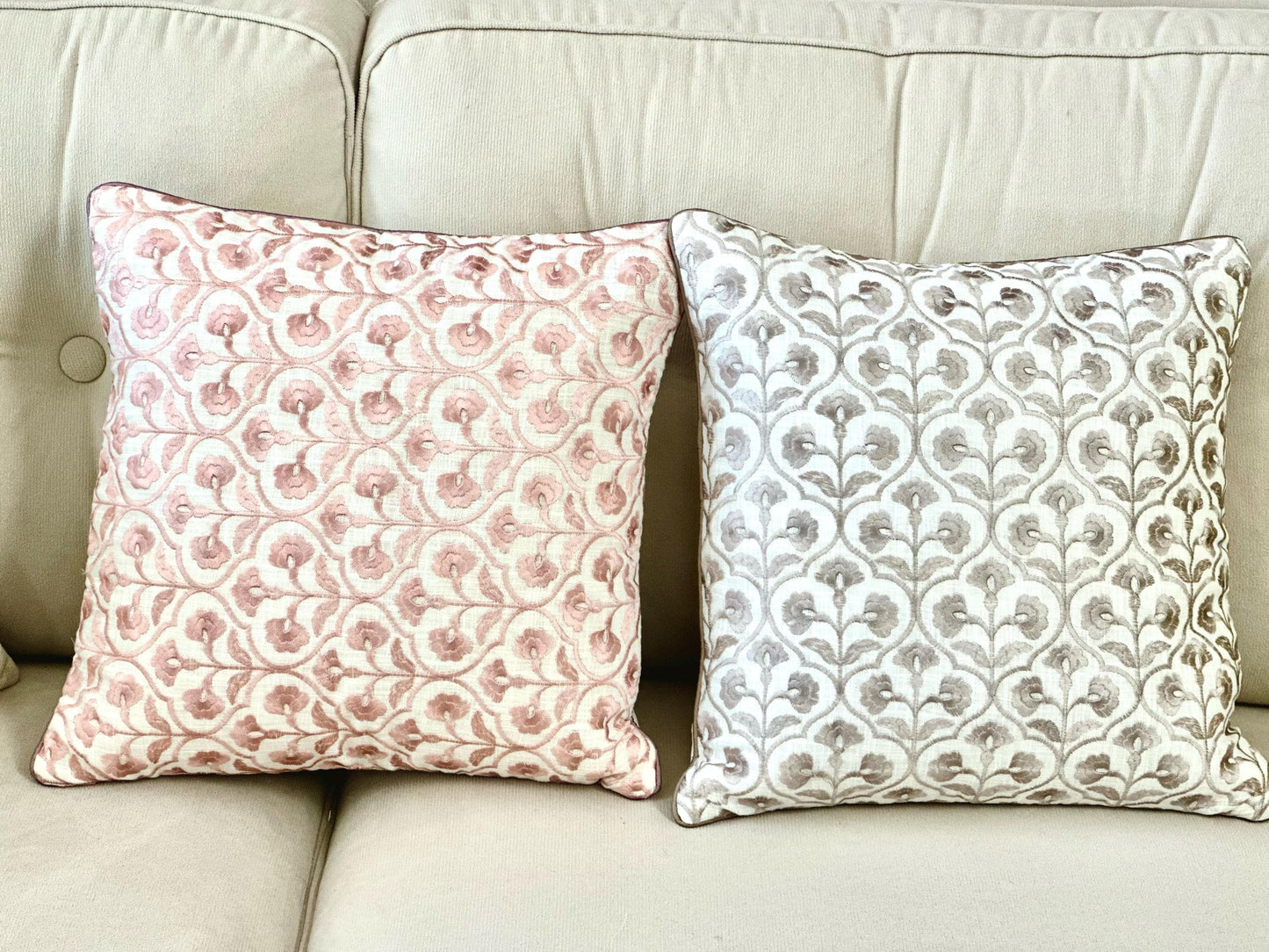 Handcrafted Blue Embroidered Cushion Covers, Spring Home Decor, Modern Minimalist Pillow Case, Decorative Throw Pillow, Living Room Pillow