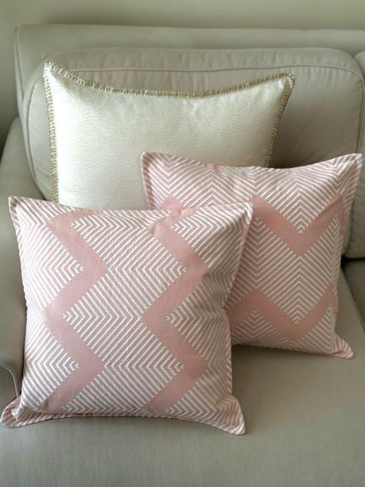 Set of Two Soft Textured Blush Pink Geometric Cushion Covers, Decorative Throw Pillows, Minimalist Home Decor, Bedroom Living Room Pillow