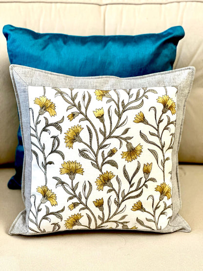 Floral Embroidery Cushion Cover, Decorative Sofa Pillow, Indian Embroidered Throw Pillow, Elegant Living Room Decor, Luxury Cushion Covers