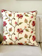 Floral Embroidered Cushion Cover 24x24 - Luxurious Handcrafted Linen and Cotton Pillow Case, Elegant Home Decor, Unique Gift Idea